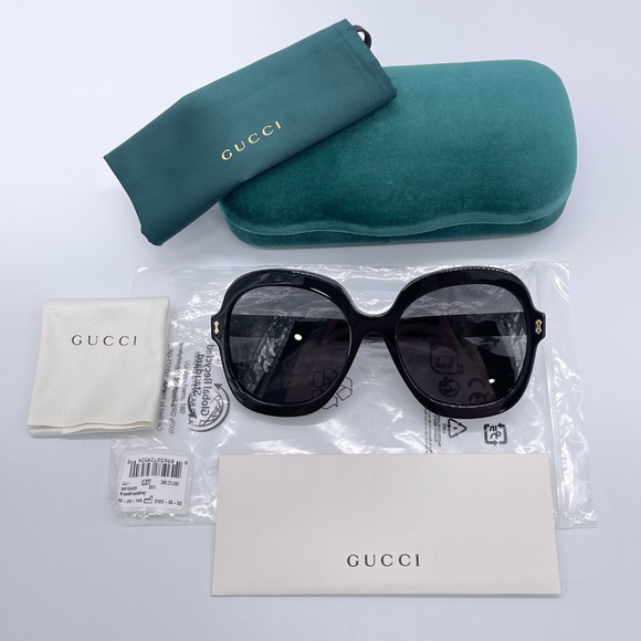 NEW GUCCI GG1240S 001 BLACK OVERSIZED ROUND WOMEN SUNGLASSES GUCCI - Picture 13 of 14